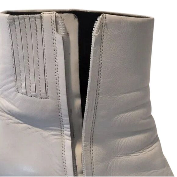 Alexander Wang Size 39.5 / US 9 Anna White Leather Bootie Block Heel with metal - Picture 12 of 16
